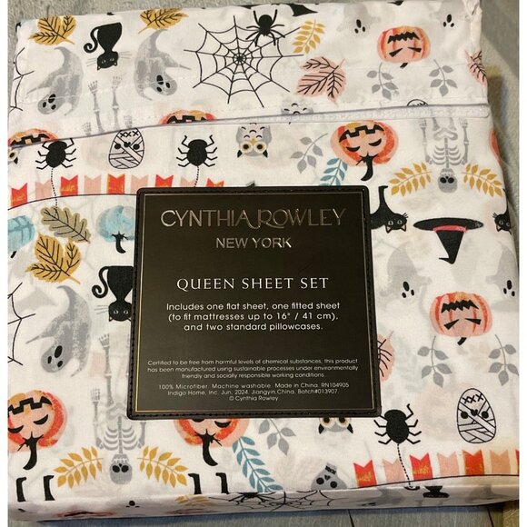 Cynthia Rowley Other - Cynthia Rowley Queen Sheet Set - Halloween Themed Microfiber for Mattresses Up t